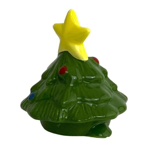 Holiday Teapot Christmas Tree Whimsical Vintage Glazed Ceramic Hand Painted - Picture 7 of 16